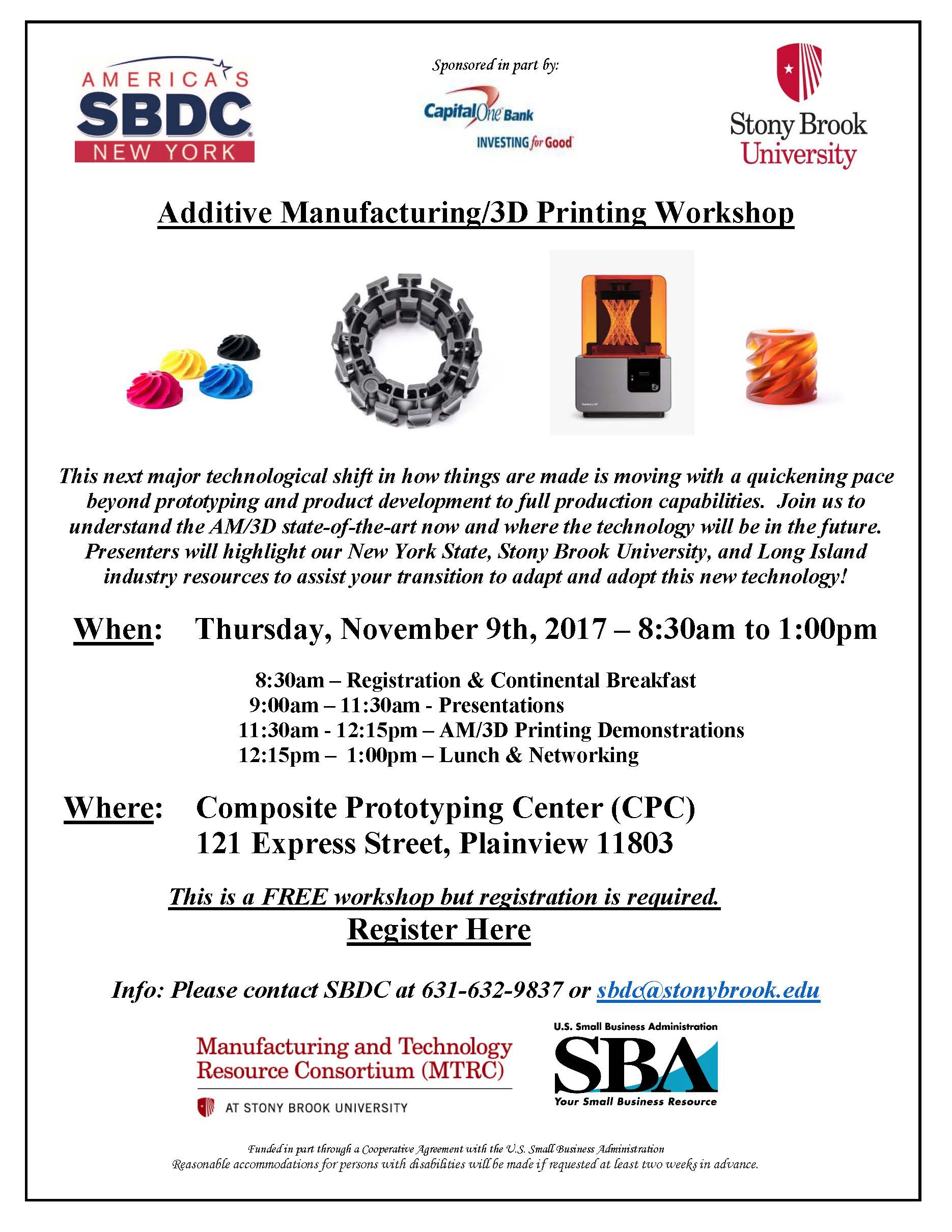 Additive Manufacturing/3D Printing Workshop Flyer