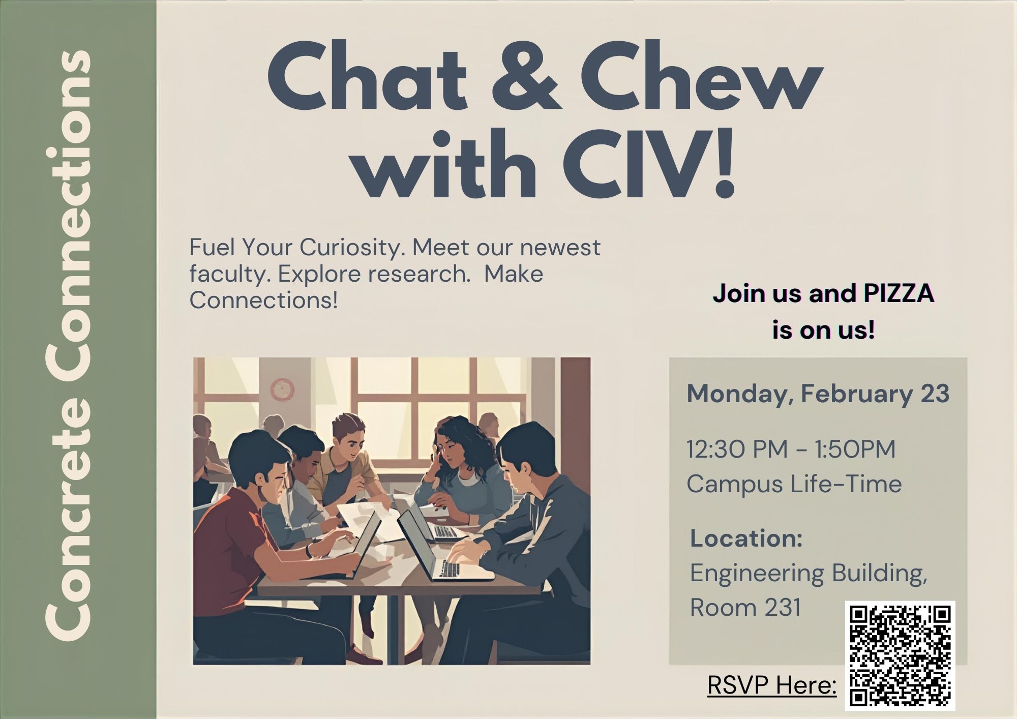 CIV Chat and Chew Flyer, 2/23 at 12:30 pm, 231 Engineering