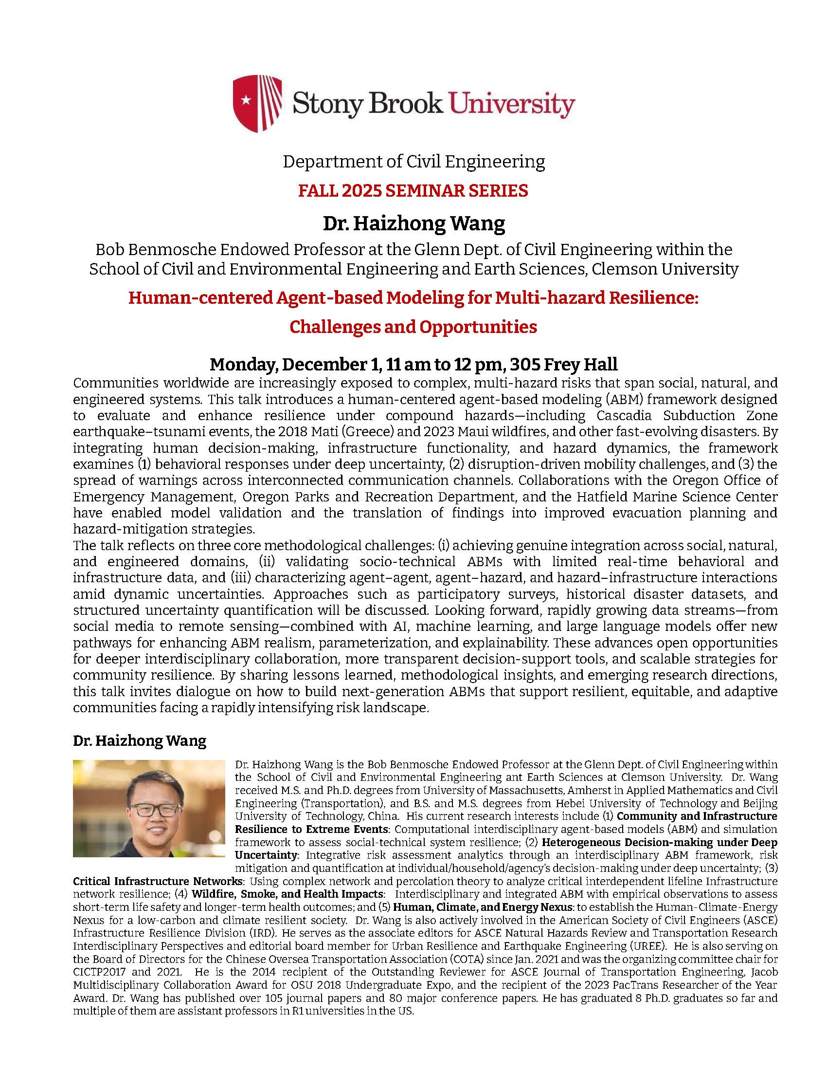 Haizhong Wang Abstract and Bio