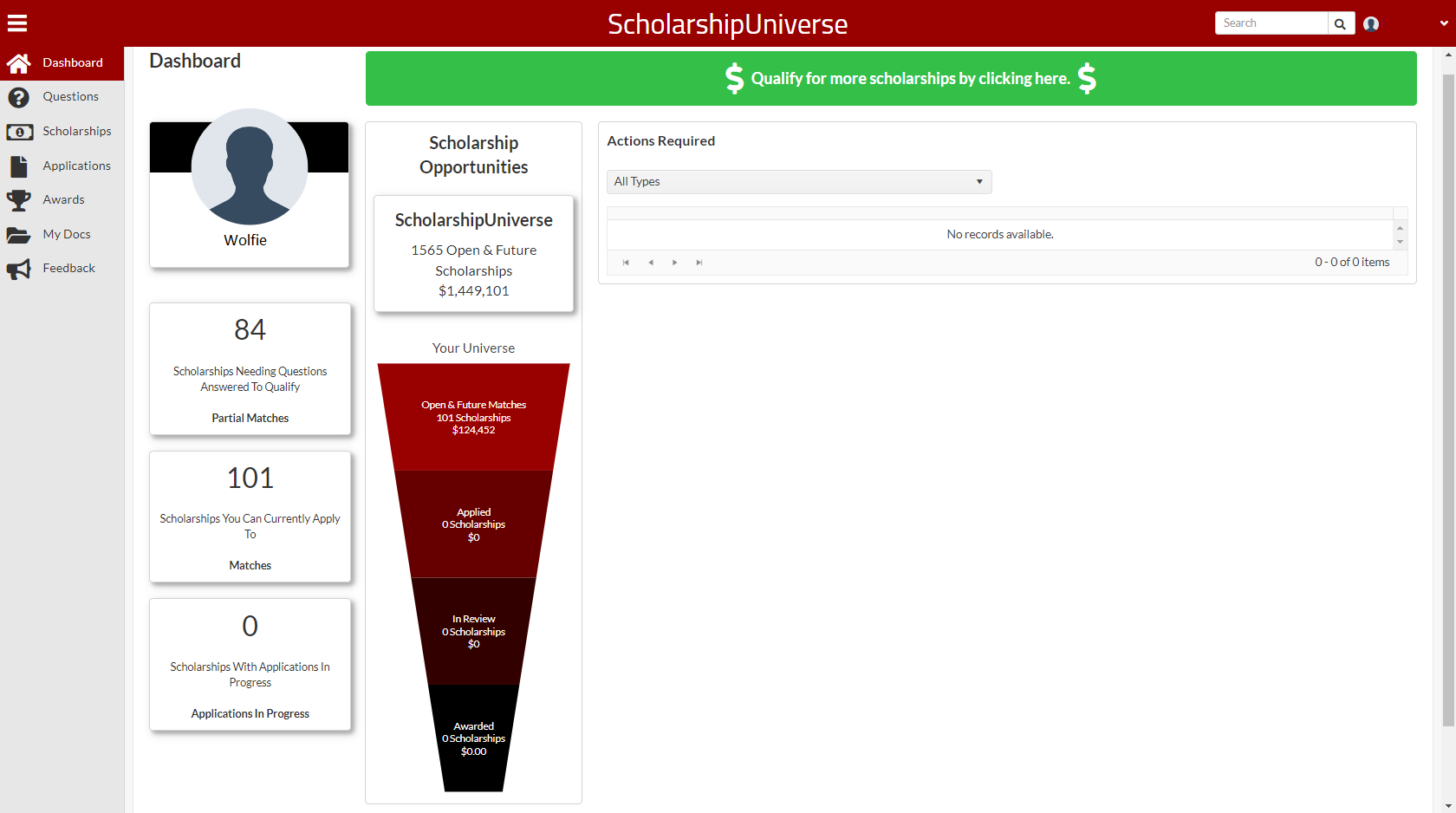 Scholarship Universe Homepage