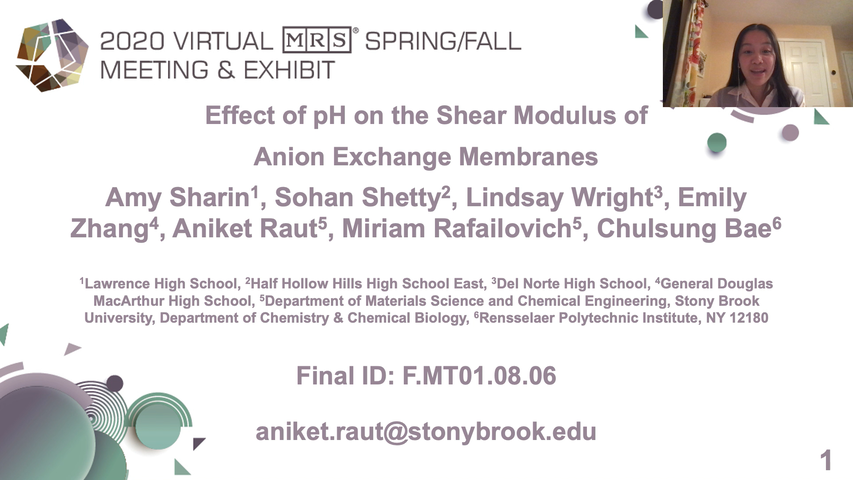 Effect of pH on the Shear Modulus of Anion Exchange Membranes