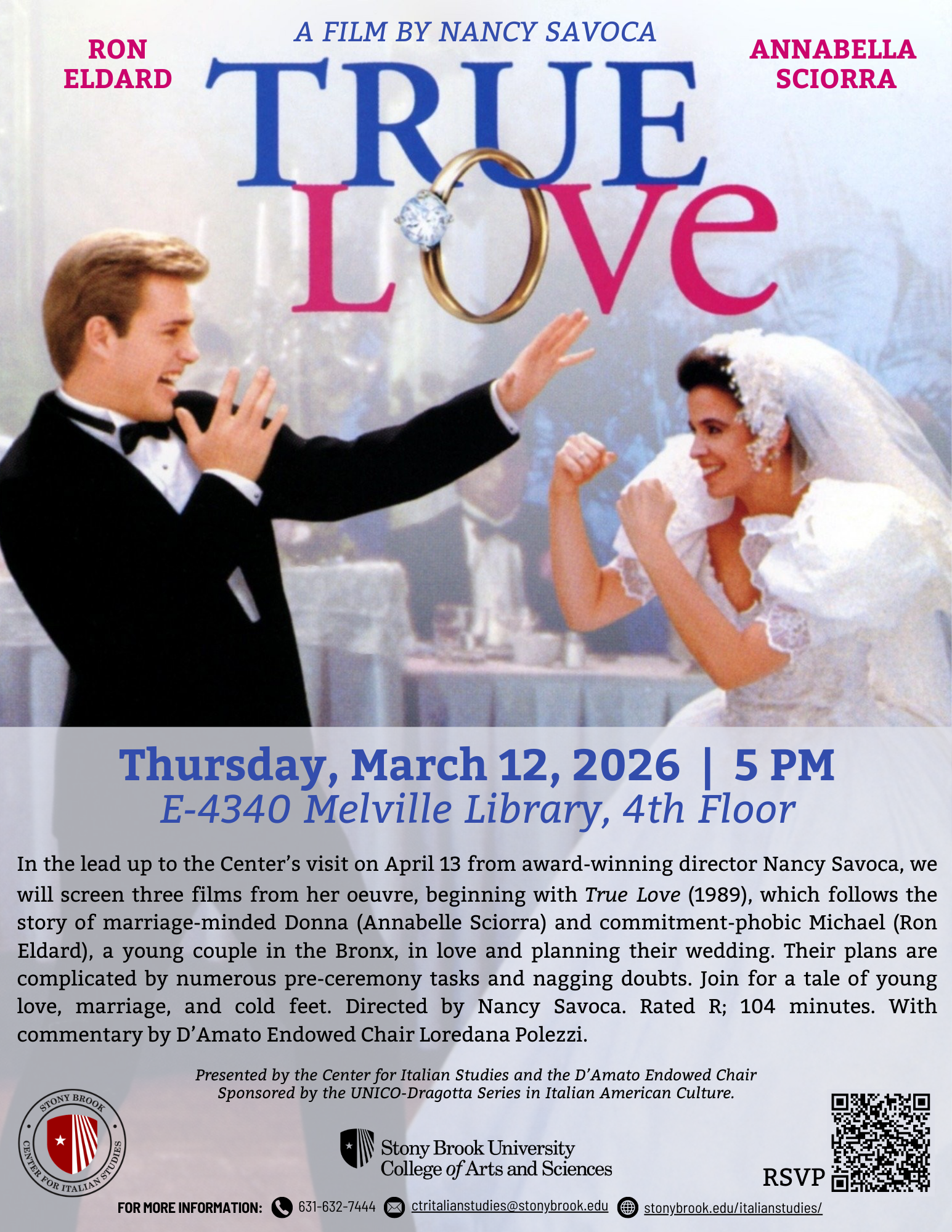 flyer describing the March 12 event, the screening of True Love film. Information on the flyer is the same as what's on the site