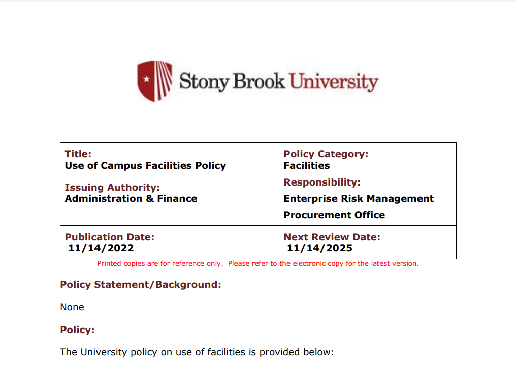 Use of Campus Facilities Policy